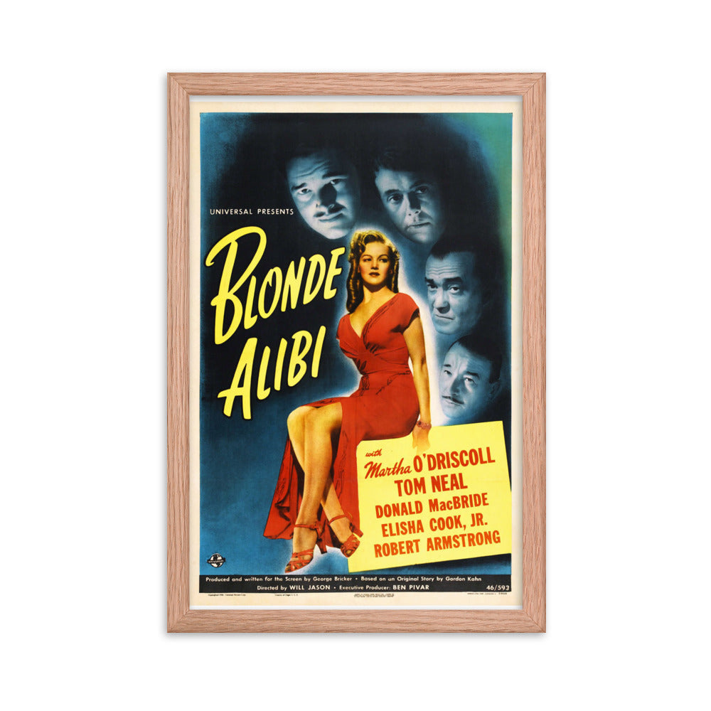 Blonde Alibi (1946) Red Frame 12″×18″ Movie Poster