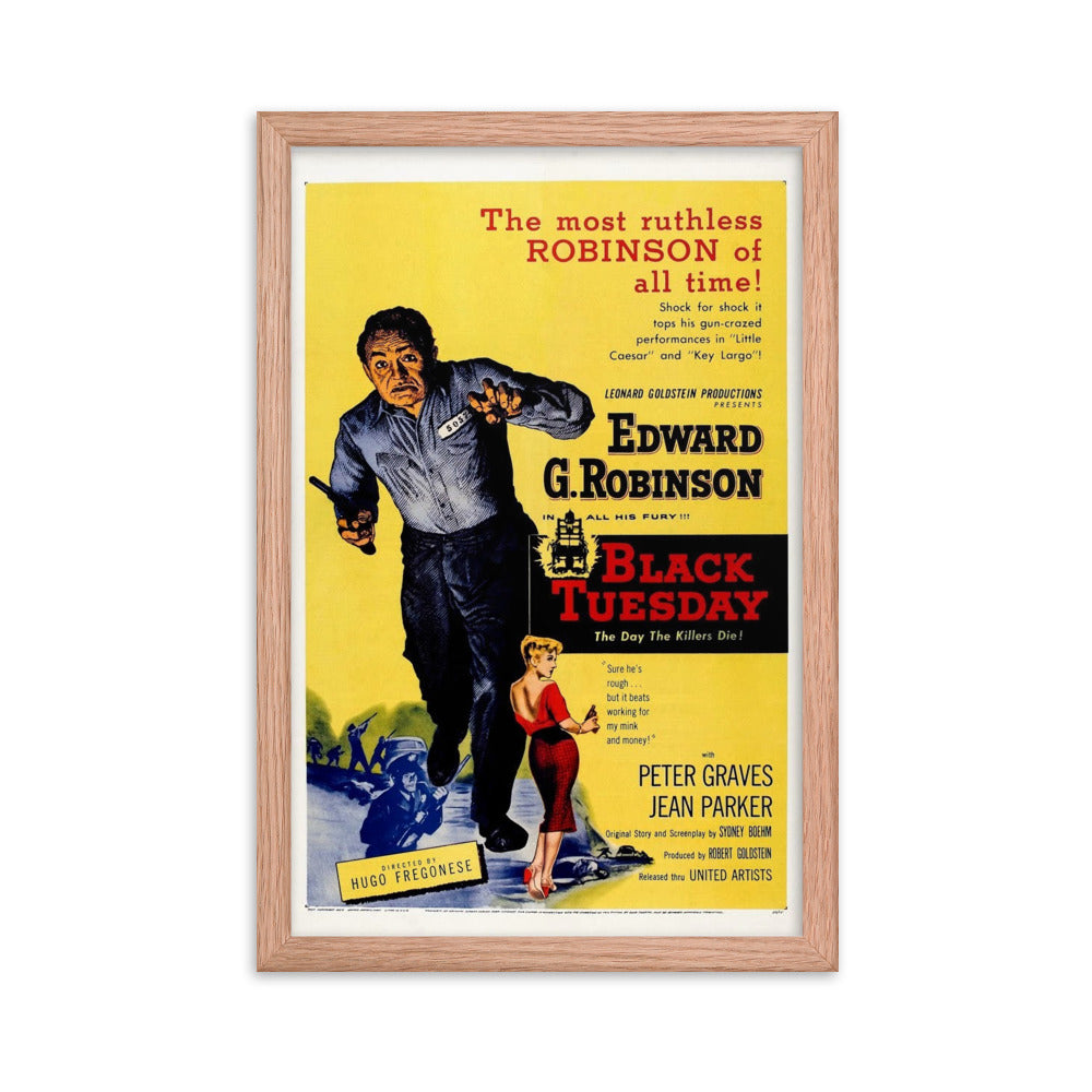 Black Tuesday (1954) Red Frame 12″×18″ Movie Poster