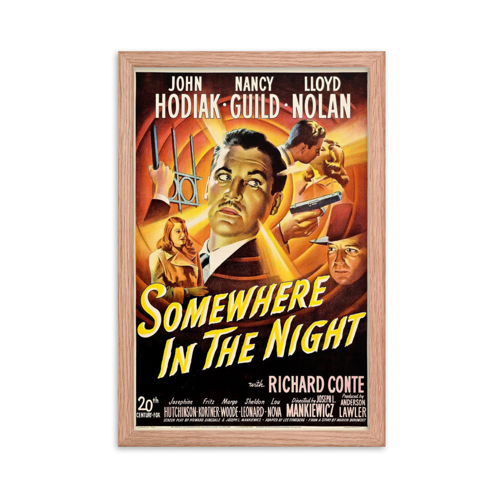 Somewhere in the Night (1946) Red Frame 12″×18″ Movie Poster