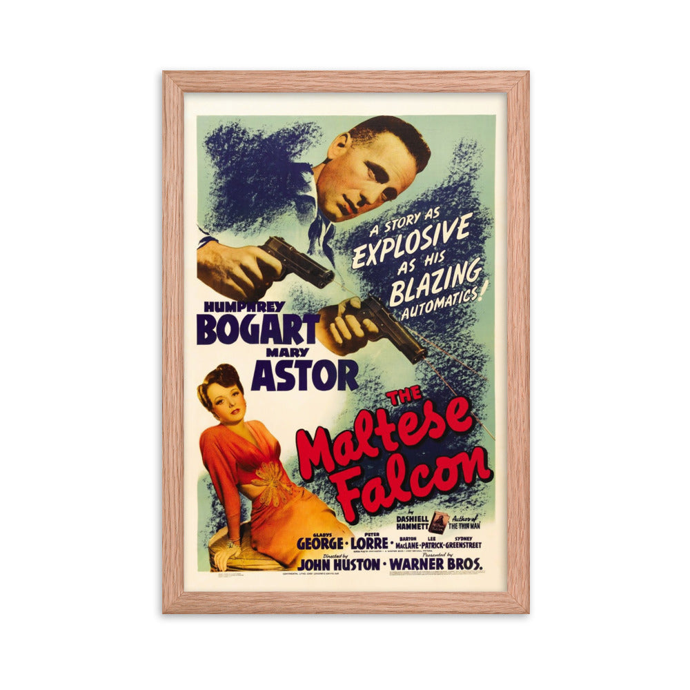 The Maltese Falcon (1941) Red Frame 12″×18″ Movie Poster