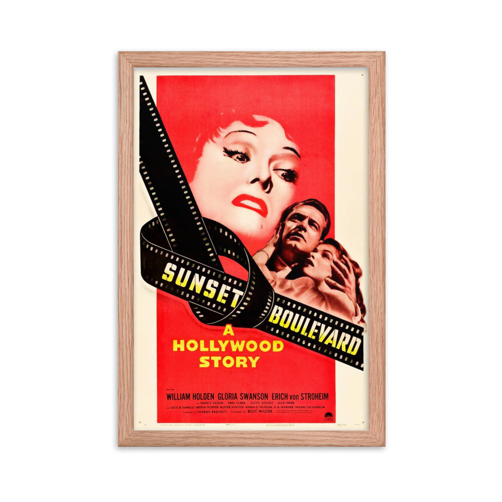 Sunset Boulevard (1950) Red Frame 12″×18″ Movie Poster