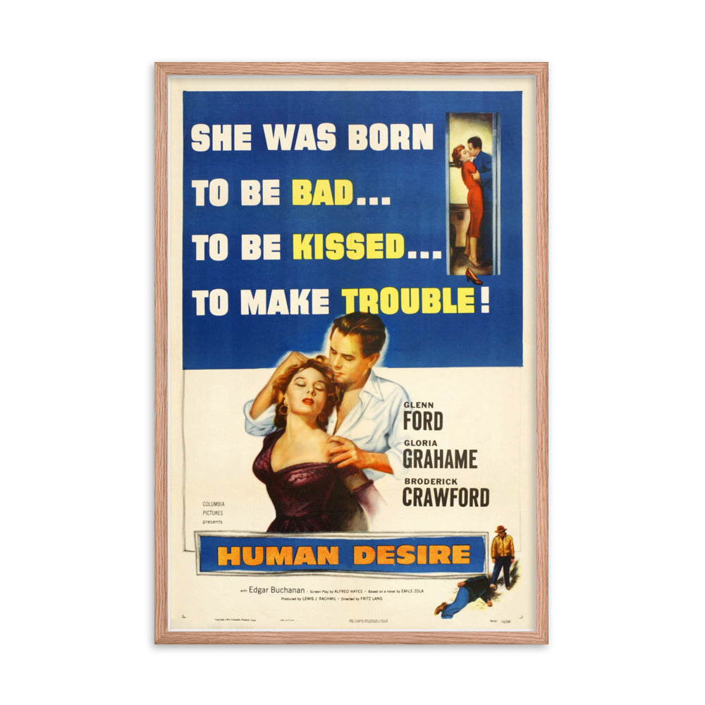 Human Desire (1954) Red Frame 24″×36″ Movie Poster