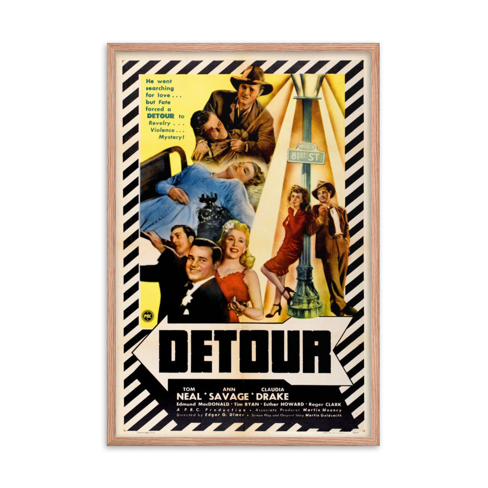 Detour (1945) Red Frame 24″×36″ Movie Poster