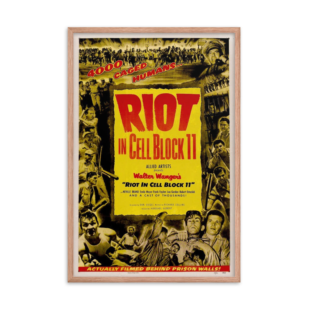 Riot in Cell Block 11 (1954) Red Frame 24″×36″ Movie Poster