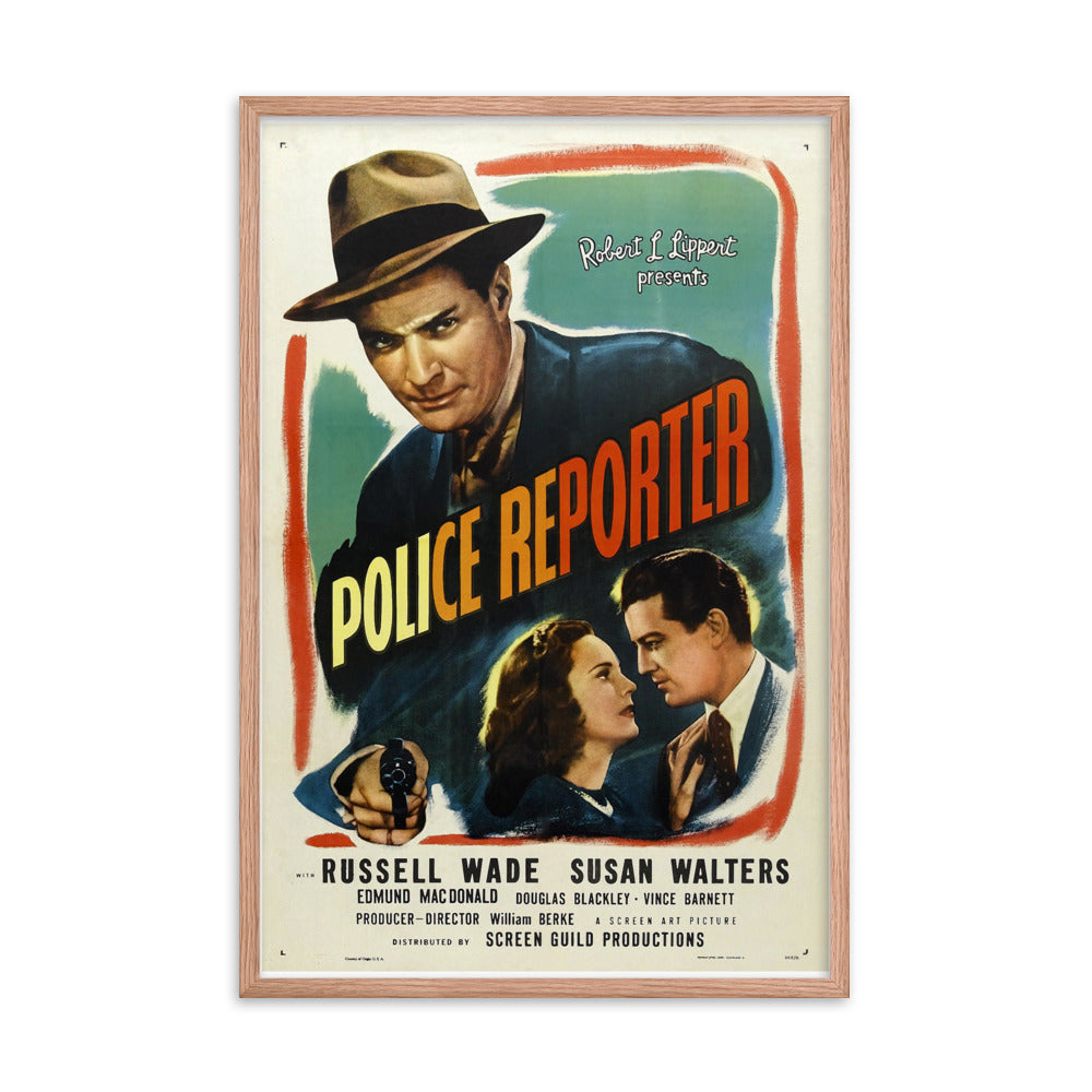 Police Reporter / Shoot to Kill (1947) Red Frame 24″×36″ Movie Poster