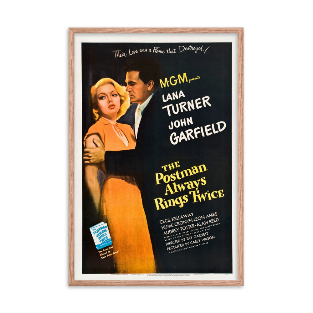 The Postman Always Rings Twice (1946) Red Frame 24″×36″ Movie Poster