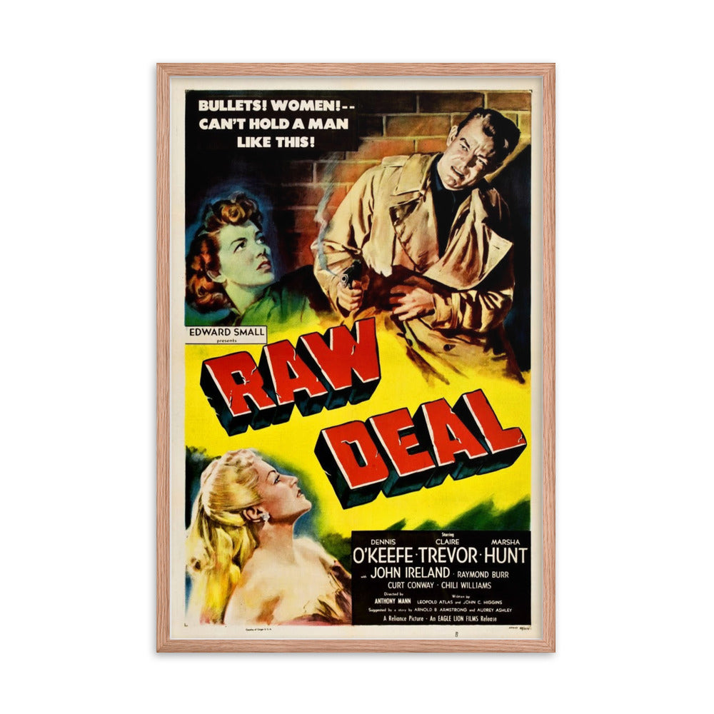 Raw Deal (1948) Red Frame 24″×36″ Movie Poster