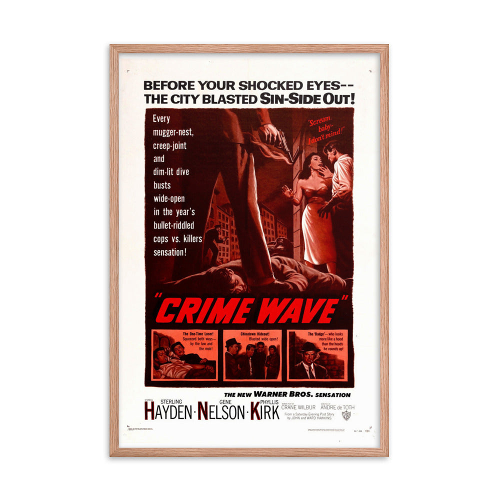 Crime Wave (1954) Red Frame 24″×36″ Movie Poster