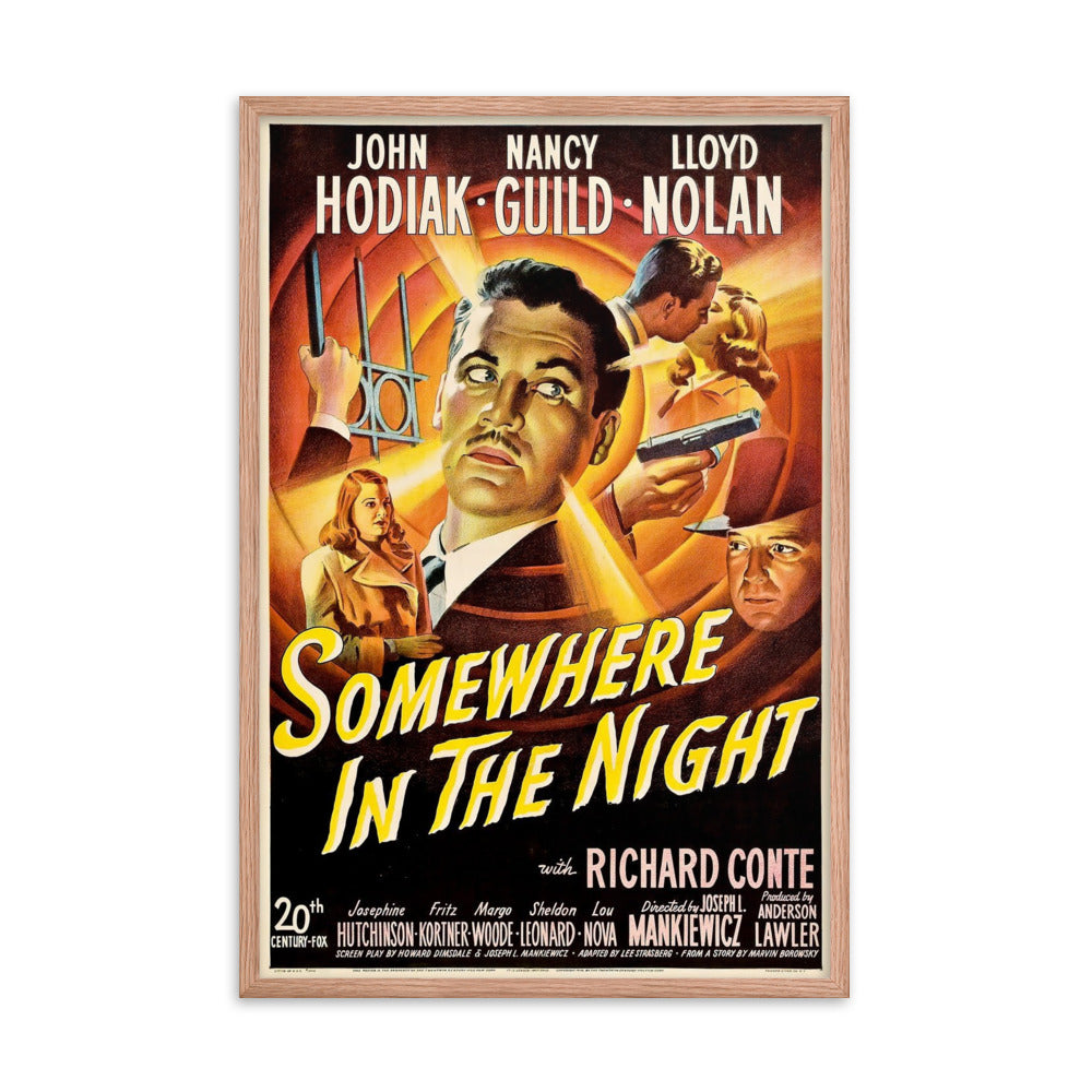 Somewhere in the Night (1946) Red Frame 24″×36″ Movie Poster