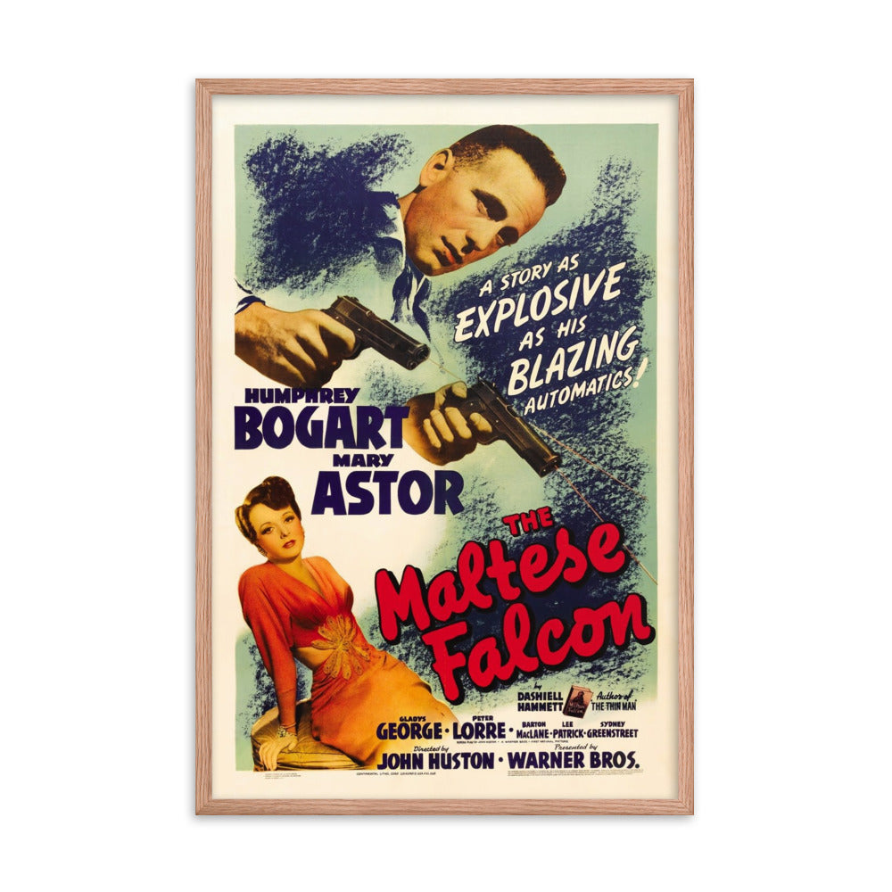 The Maltese Falcon (1941) Red Frame 24″×36″ Movie Poster