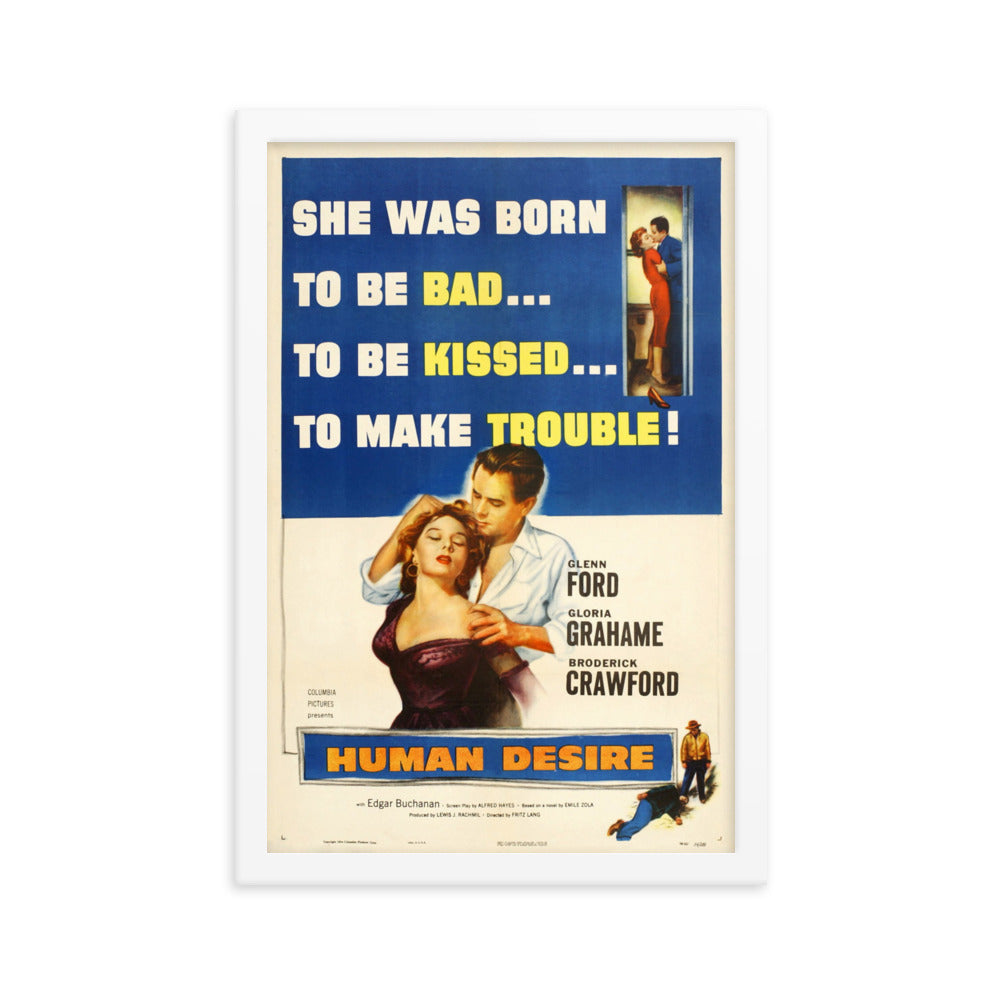 Human Desire (1954) White Frame 12″×18″ Movie Poster