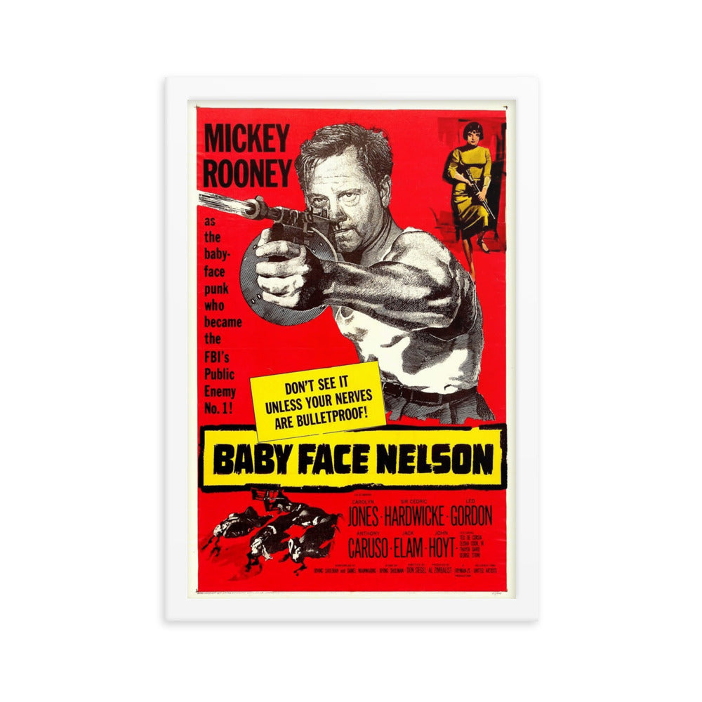 Baby Face Nelson (1957) White Frame 12″×18″ Movie Poster