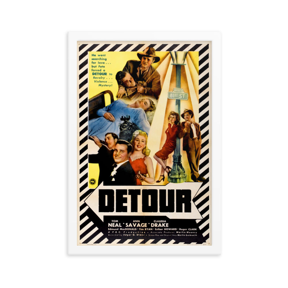 Detour (1945) White Frame 12″×18″ Movie Poster