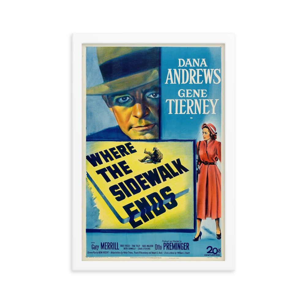 Where the Sidewalk Ends (1950) White Frame 12″×18″ Movie Poster