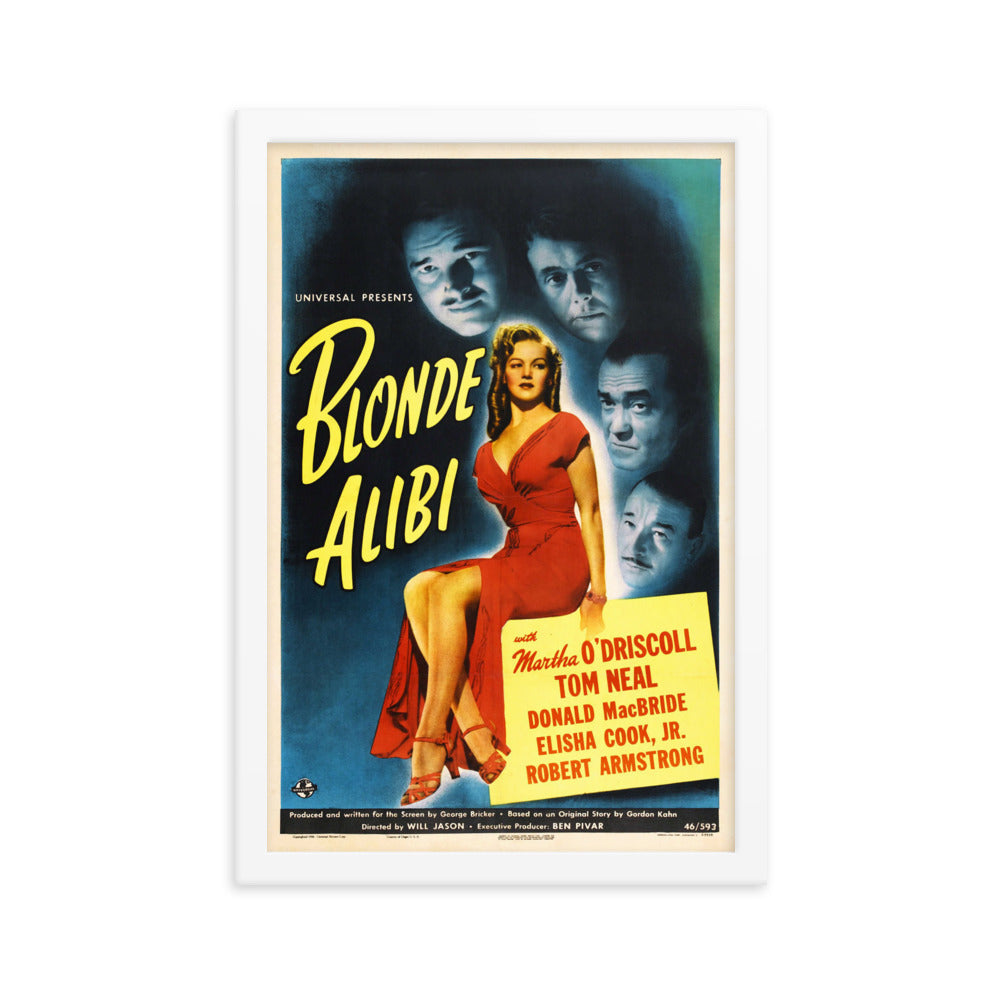 Blonde Alibi (1946) White Frame 12″×18″ Movie Poster