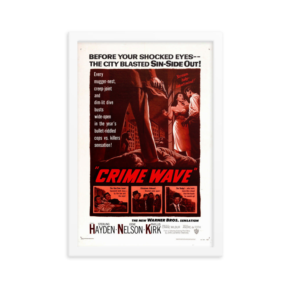 Crime Wave (1954) White Frame 12″×18″ Movie Poster