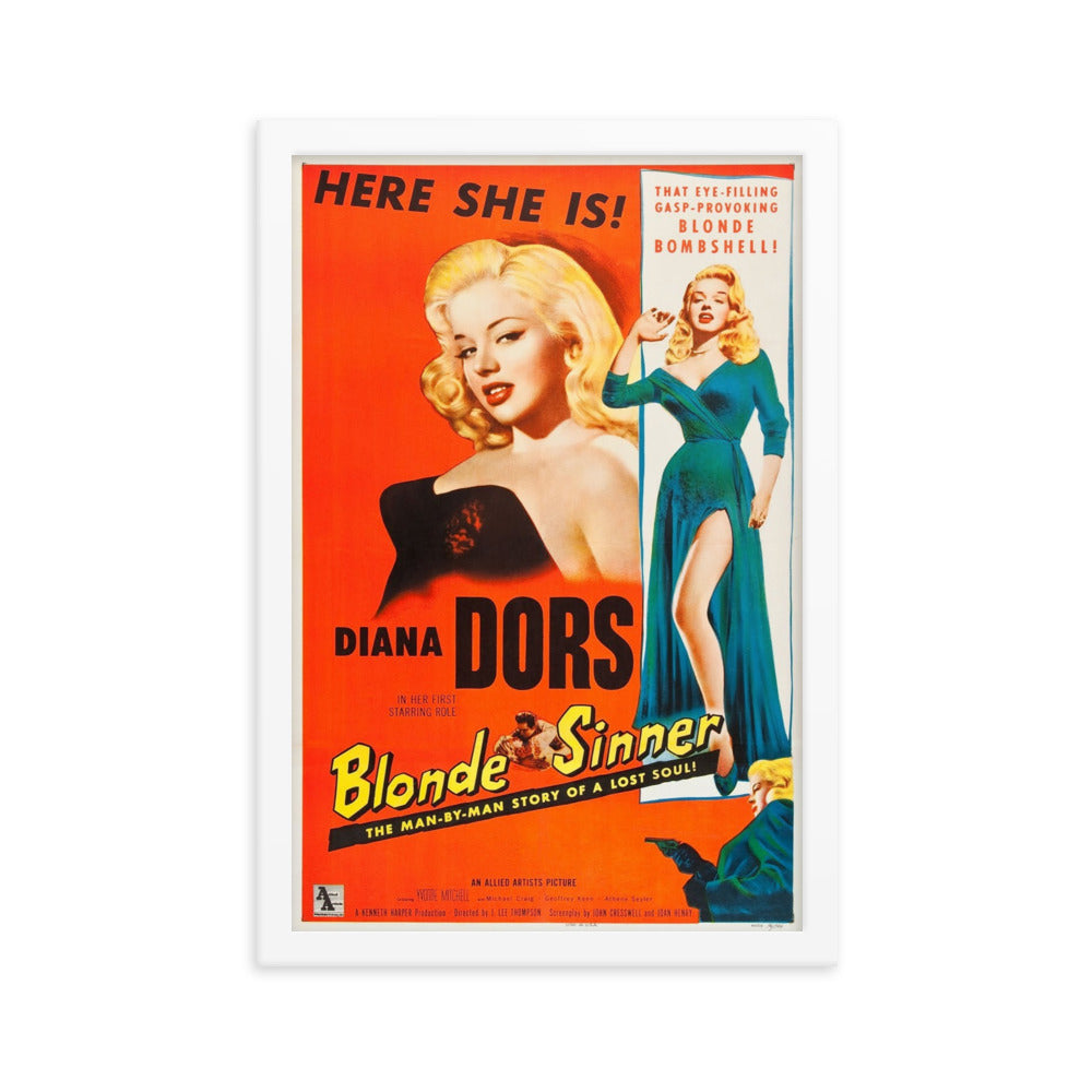 Yield to the Night / Blonde Sinner (1956) White Frame 12″×18″ Movie Poster