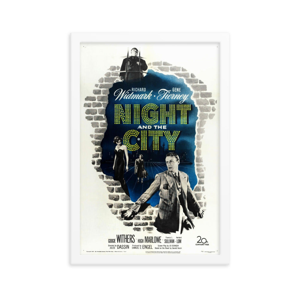 Night and the City (1950) White Frame 12″×18″ Movie Poster