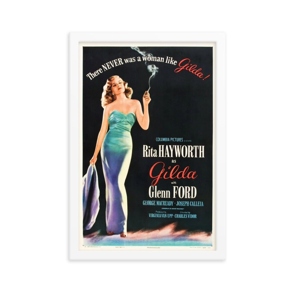 Gilda (1946) White Frame 12″×18″ Movie Poster