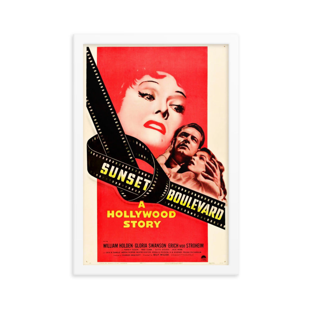 Sunset Boulevard (1950) White Frame 12″×18″ Movie Poster