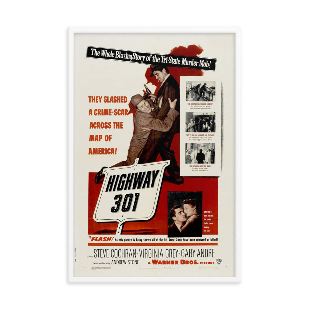 Highway 301 (1950) White Frame 24″×36″ Movie Poster