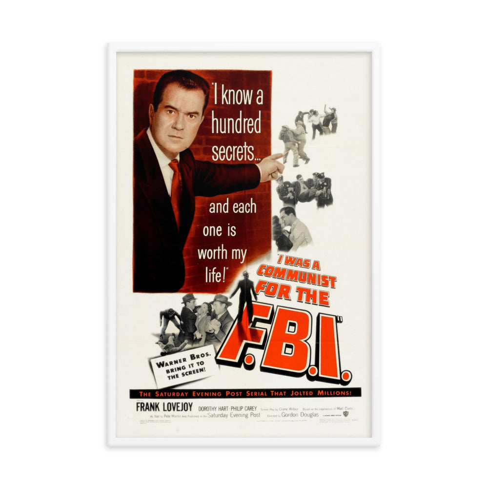 I Was a Communist for the FBI (1951) White Frame 24″×36″ Movie Poster