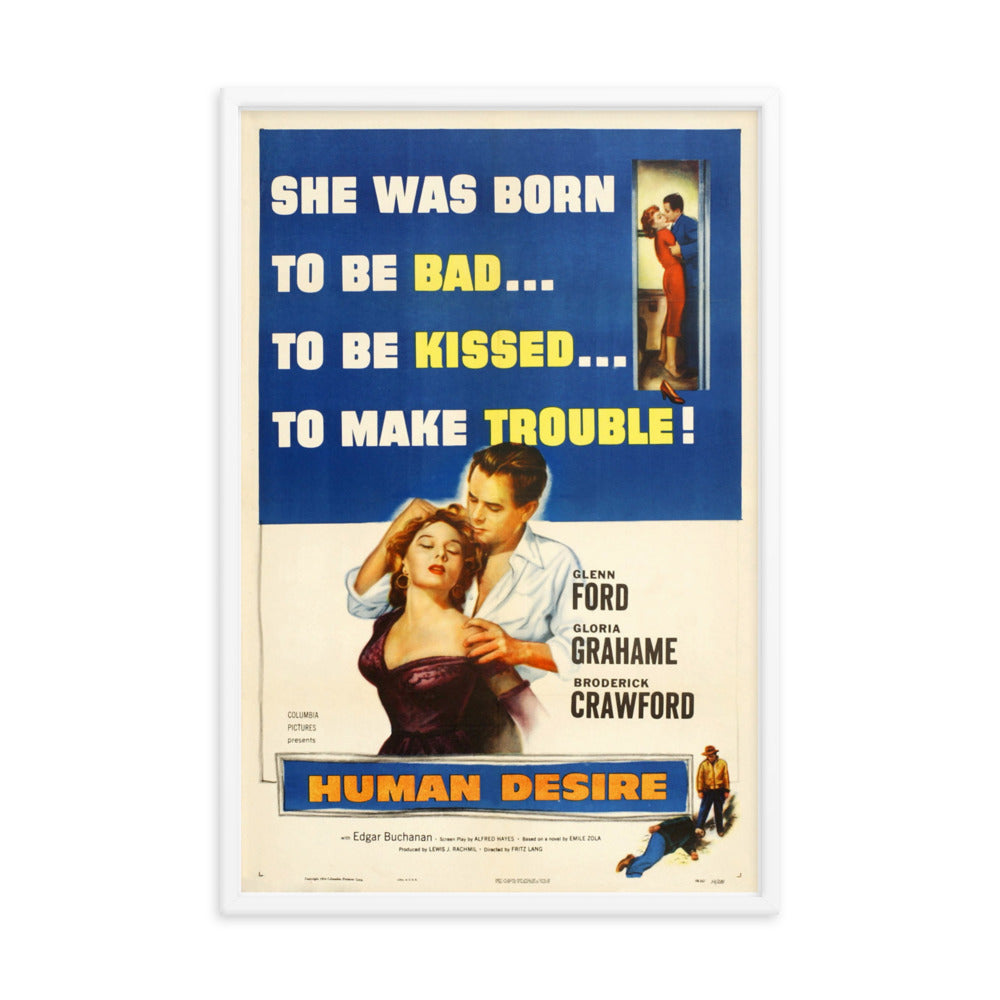 Human Desire (1954) White Frame 24″×36″ Movie Poster