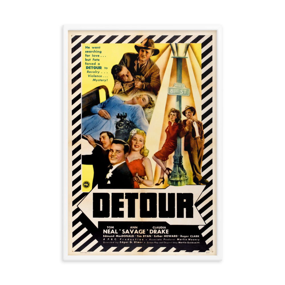 Detour (1945) White Frame 24″×36″ Movie Poster