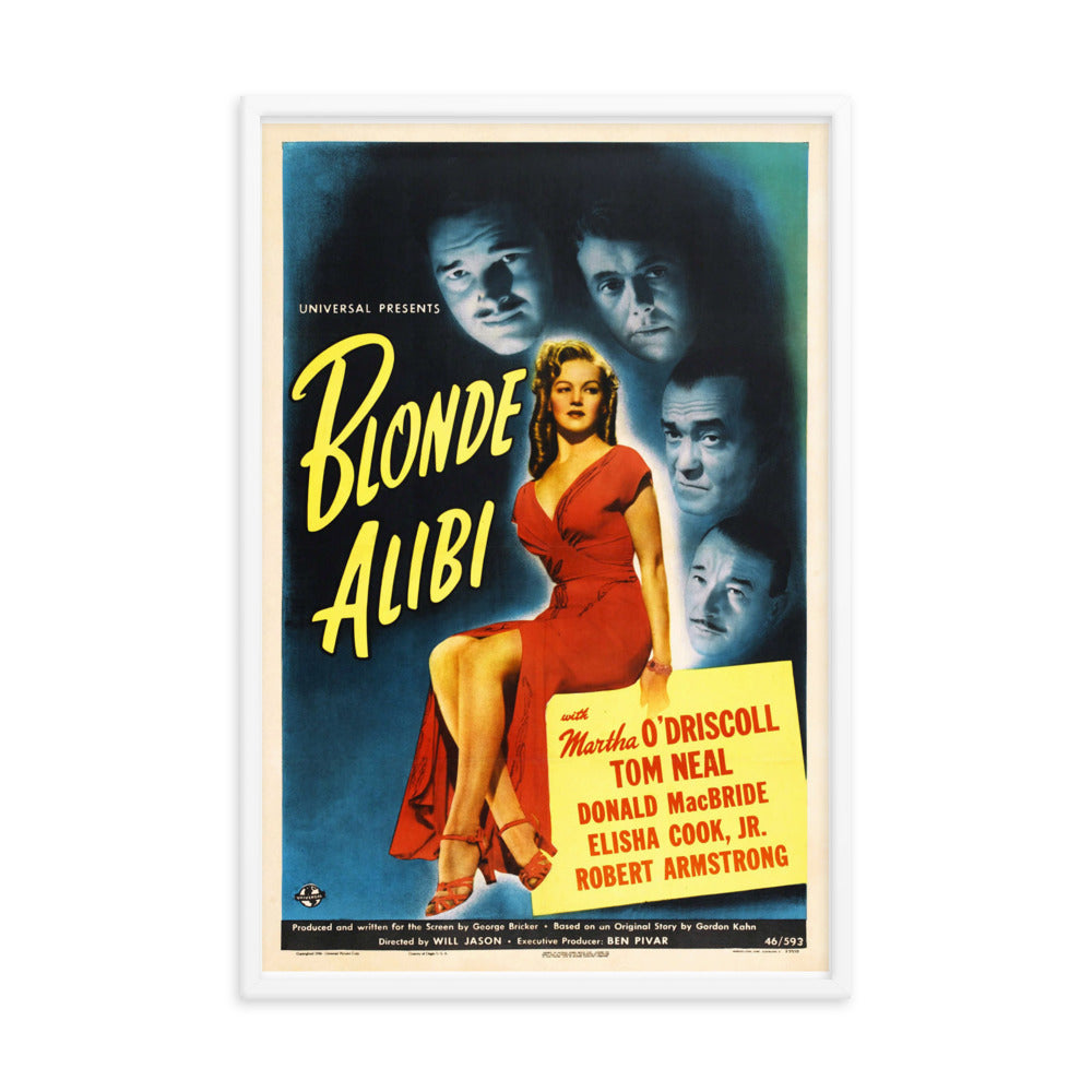 Blonde Alibi (1946) White Frame 24″×36″ Movie Poster
