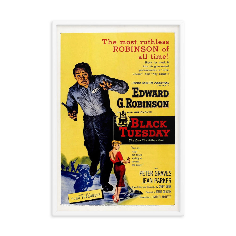 Black Tuesday (1954) White Frame 24″×36″ Movie Poster