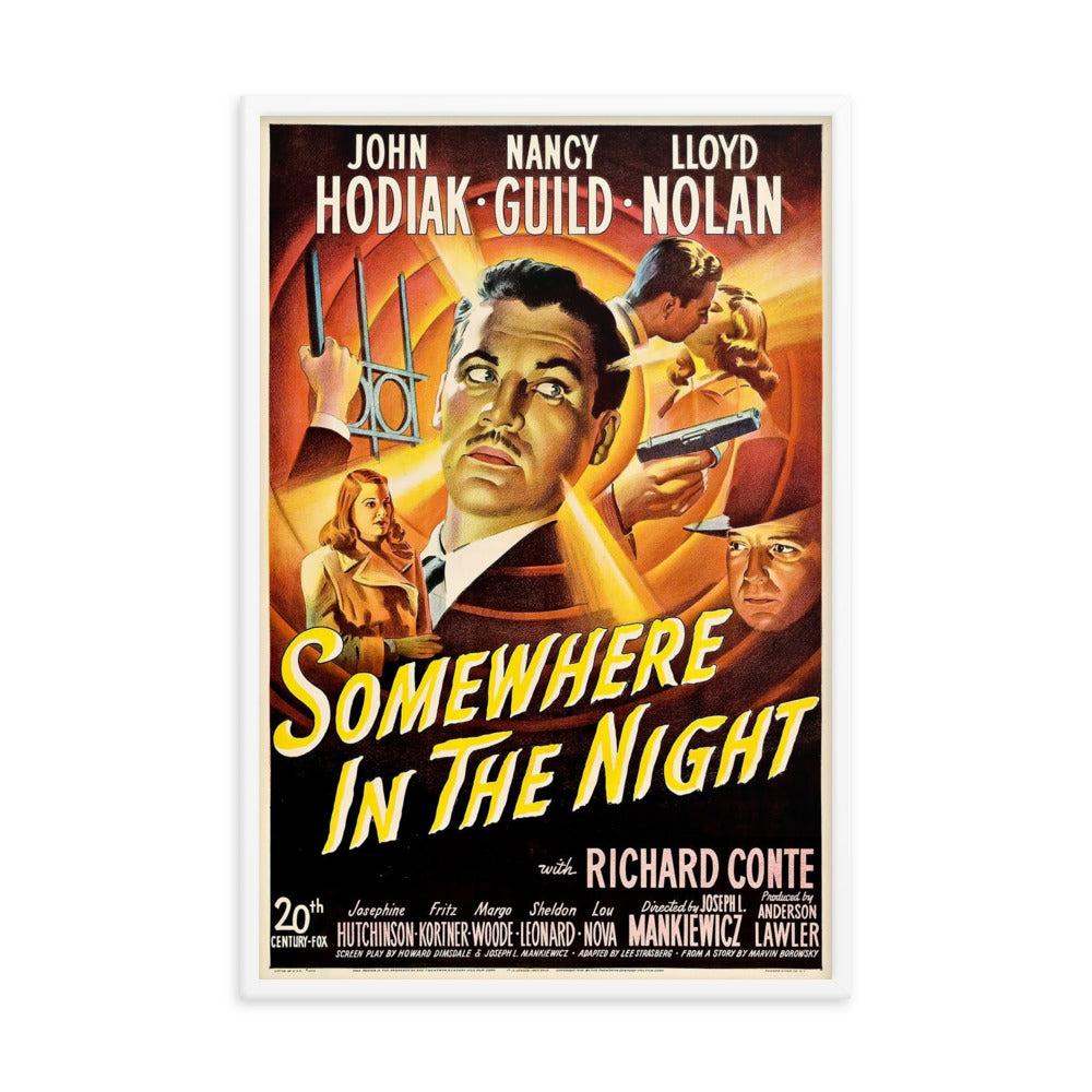 Somewhere in the Night (1946) White Frame 24″×36″ Movie Poster