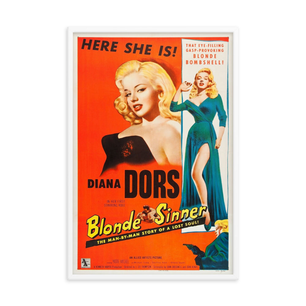 Yield to the Night / Blonde Sinner (1956) White Frame 24″×36″ Movie Poster