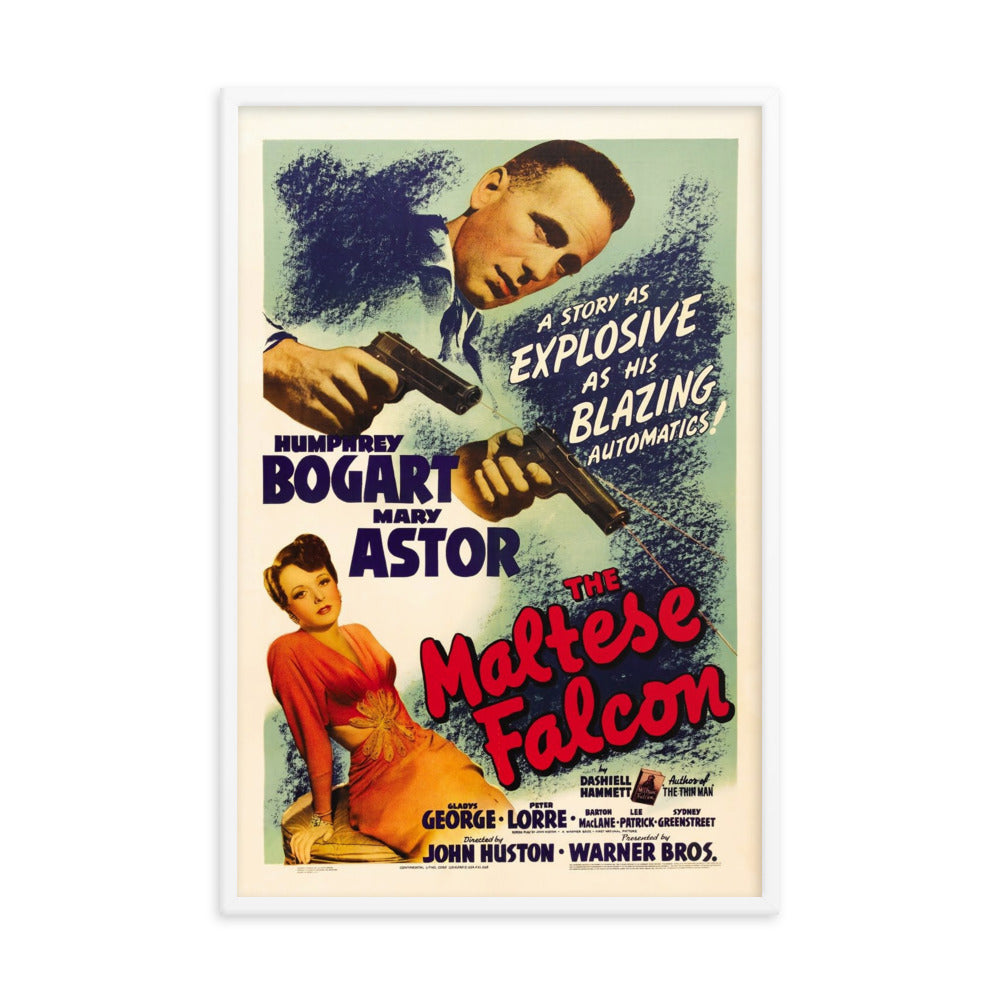 The Maltese Falcon (1941) White Frame 24″×36″ Movie Poster