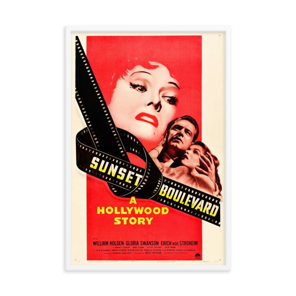 Sunset Boulevard (1950) White Frame 24″×36″ Movie Poster