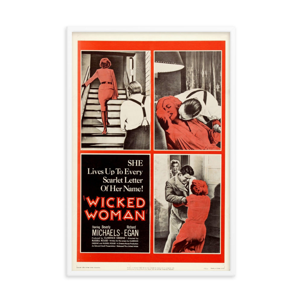 Wicked Woman (1953) White Frame 24″×36″ Movie Poster