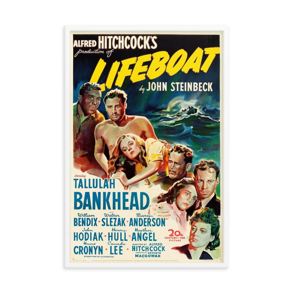 Lifeboat (1944) White Frame 24″×36″ Movie Poster