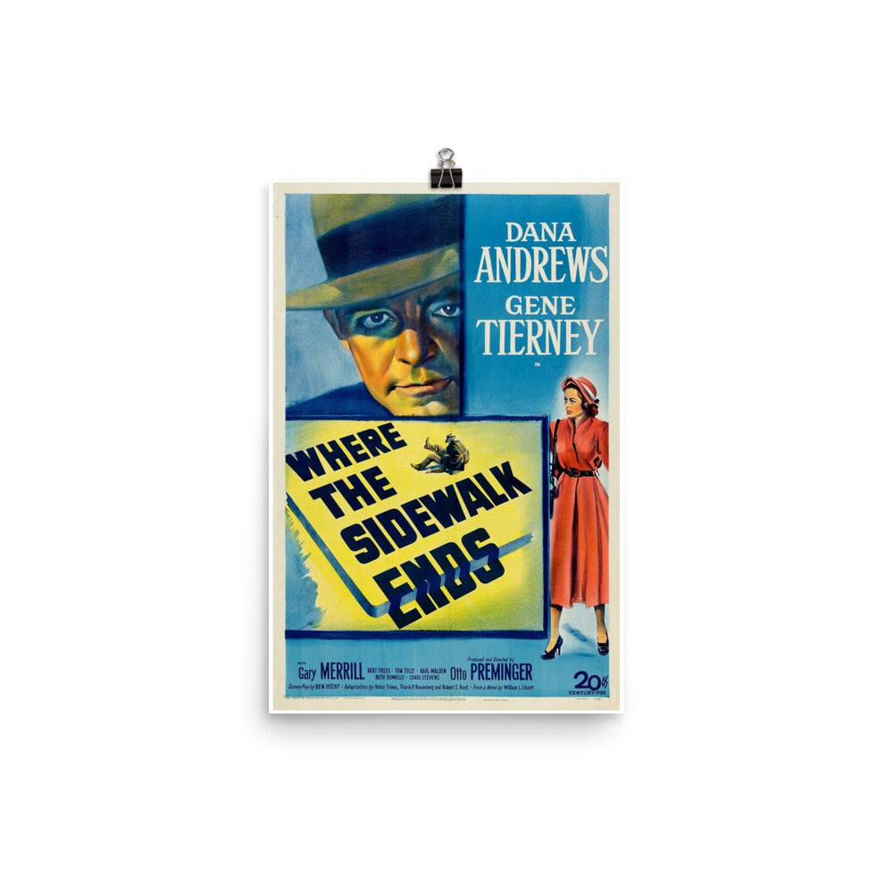Where the Sidewalk Ends (1950) Movie Poster, 24×36 inches